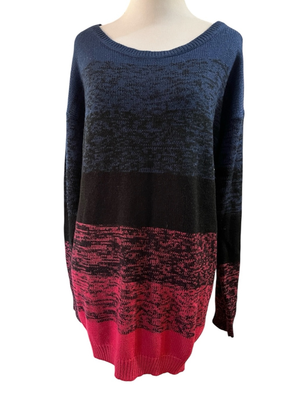 DIVIDED OVERSIZED OMBRÉ STRIPED KNIT SWEATER BLUE BLACK PINK SIZE SMALL